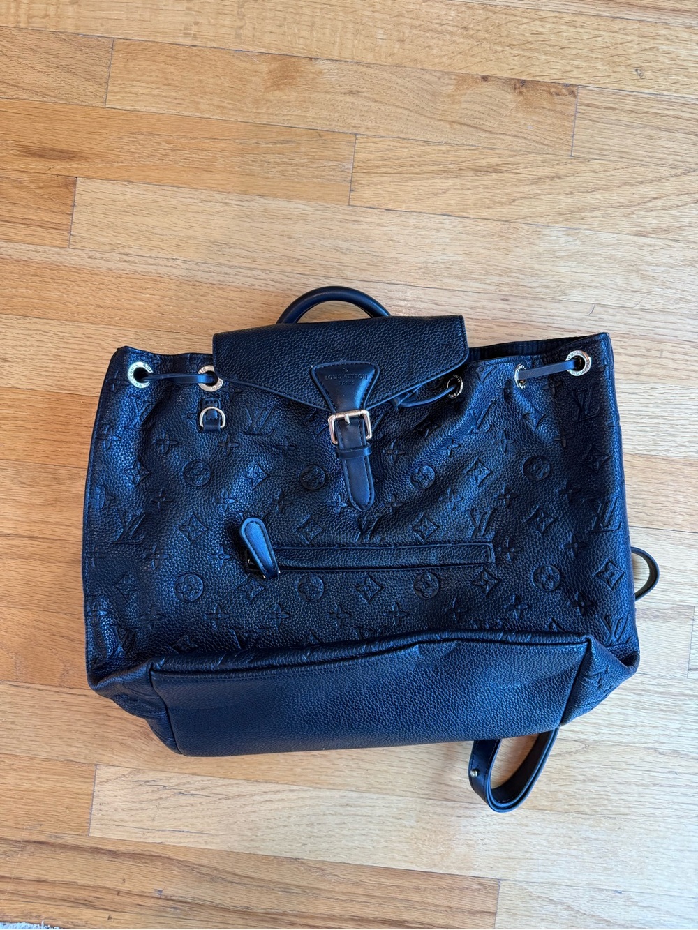 Designer-Style Black Leather Backpack